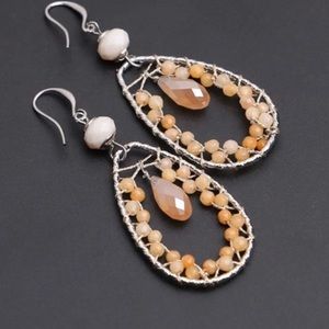 Beaded Tear Drop Dangle Earrings